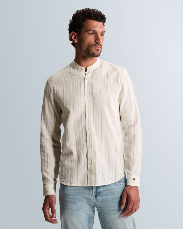 Shirt in cotton/linen with stripe pattern – Grey Comfort Denim – Casual overhemden | CAST IRON