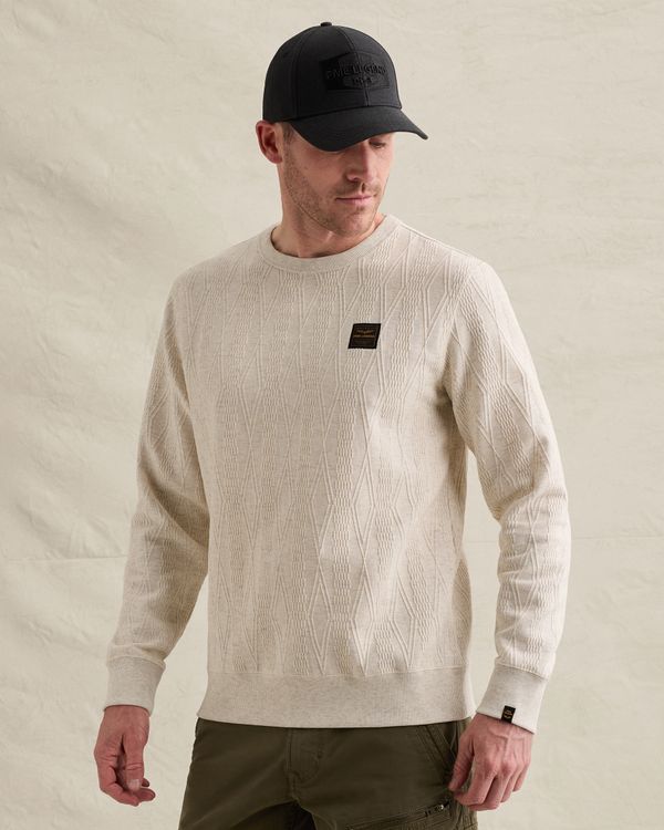 Sweatshirt with allover jacquard pattern and badge – Castle Wall – Sweatshirts | PME LEGEND