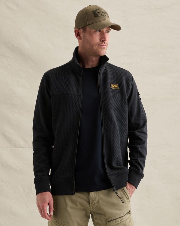 Sweatshirt with jacquard pattern and flight pocket – Black Indigo – Sweatshirts | PME LEGEND