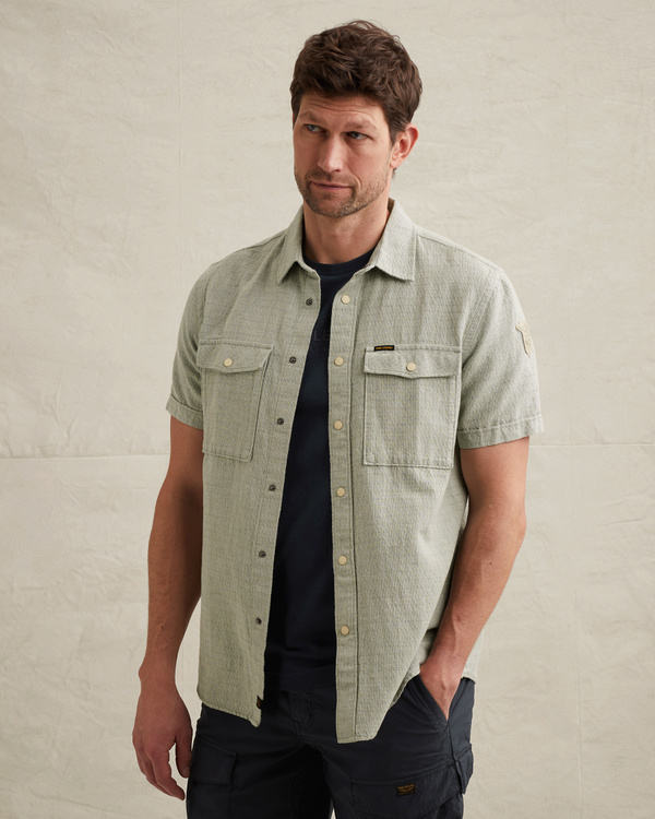 Overhemd met korte mouwen van katoen/linnen – Weeping Willow – Casual overhemden | PME LEGEND