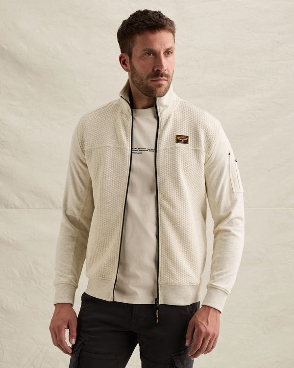 Sweatshirt with jacquard pattern and flight pocket – Grey Comfort Denim – Sweatshirts | PME LEGEND