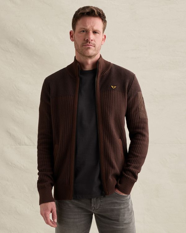 Cardigan with zipper closure and flight pocket – Brown – Cardigans | PME LEGEND