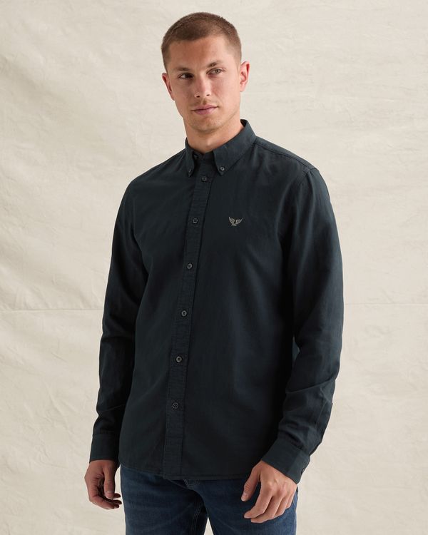 Chemise en coton/lin avec lavage teint en vêtement – Black Indigo – Chemises décontractées | PME LEGEND