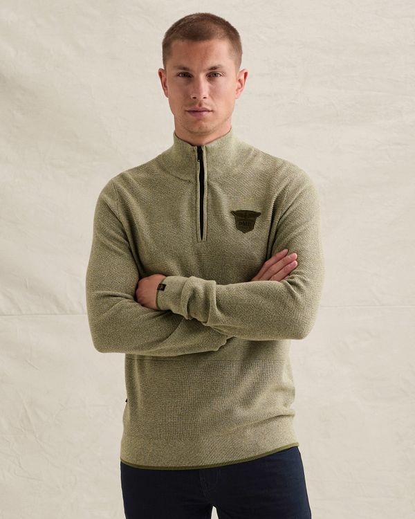 Pullover mit halbem Reißverschluss und Streifenmuster – Weeping Willow – Pullover | PME LEGEND