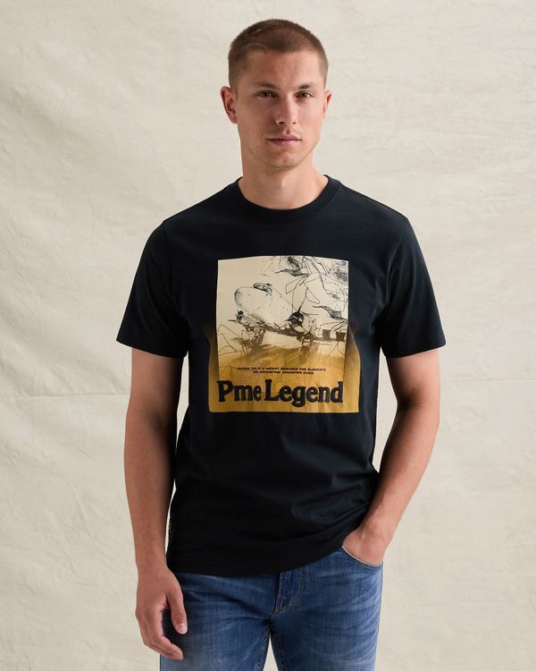 T-shirt en jersey 100 % coton avec motif – Black Indigo – T-shirts | PME LEGEND