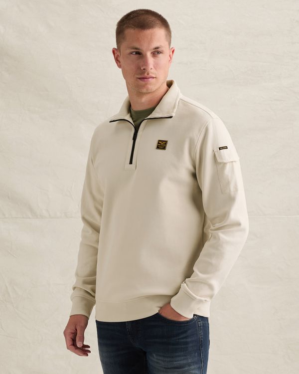 Sweatshirt with half-zip and badge – Castle Wall – Sweatshirts | PME LEGEND