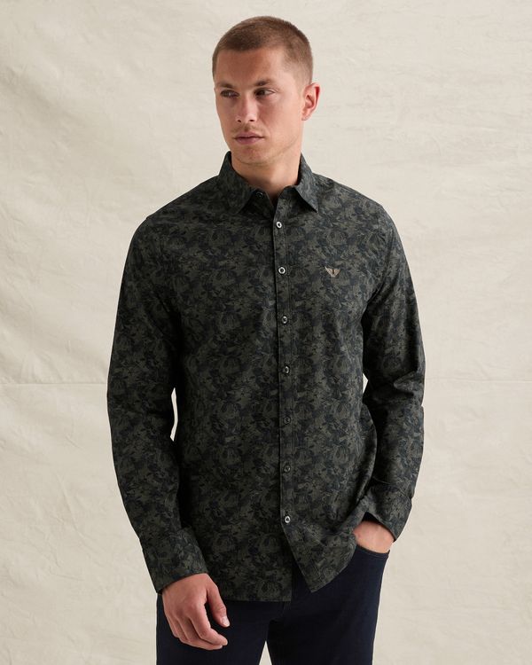 Hemd mit Allover-Print und gesticktem Logo – Black Indigo – Business-Hemden | PME LEGEND