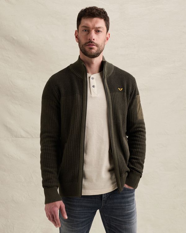Cardigan with zipper closure and flight pocket – Weeping Willow – Cardigans | PME LEGEND