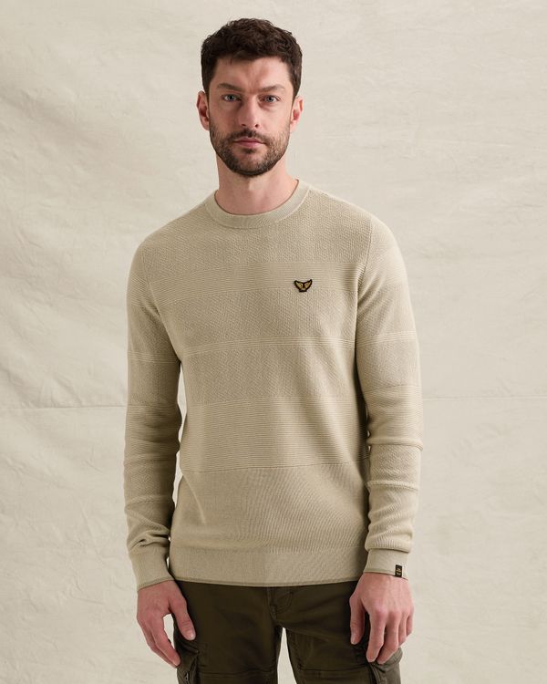 Pullover with crewneck and stripe pattern – Castle Wall – Pullovers | PME LEGEND