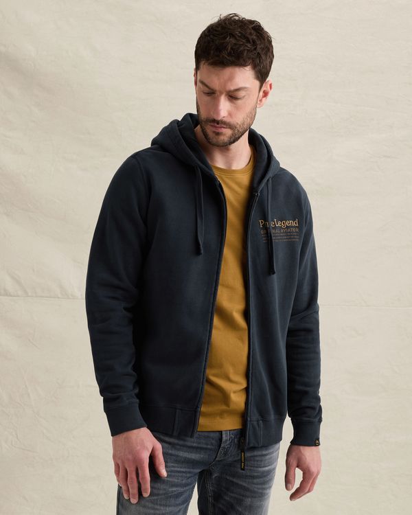 Sweat jacket with garment-dye wash and zipper closure – Black Indigo – Sweatshirts | PME LEGEND