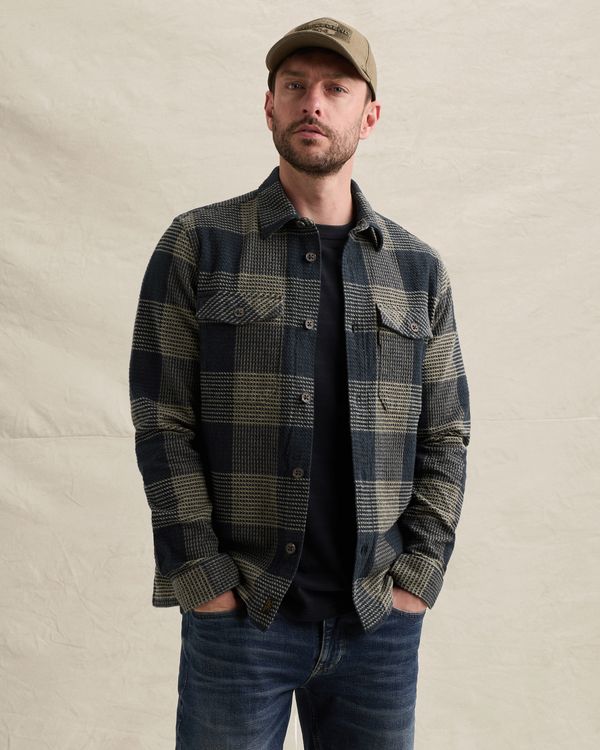 Overshirt with large check pattern and chest pockets – Black Indigo – Casual shirts | PME LEGEND