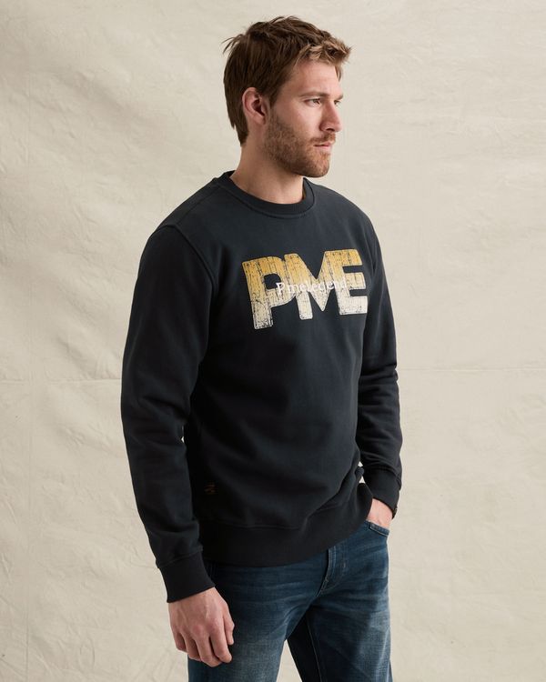 Sweatshirt in 100% cotton with print – Black Indigo – Sweatshirts | PME LEGEND