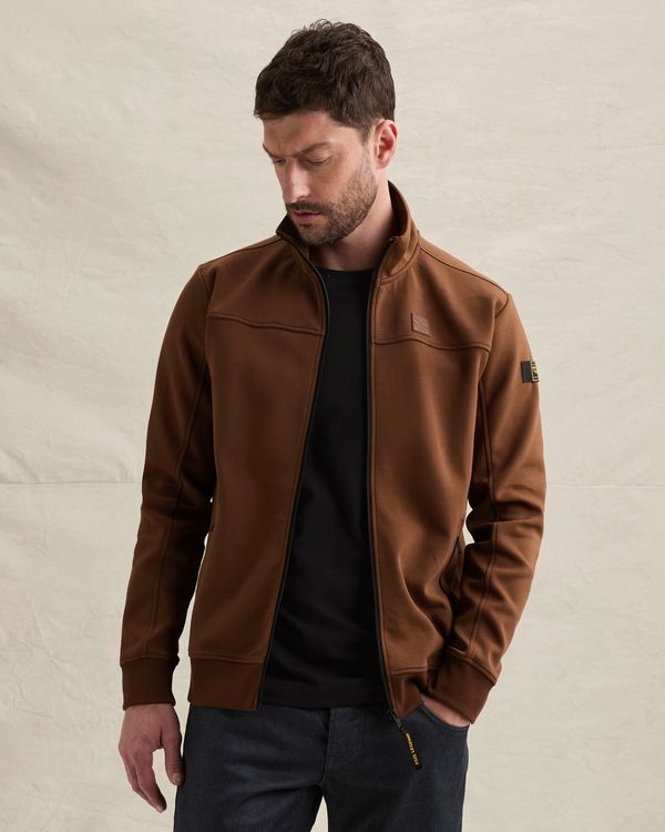 Sweat jacket with zipper closure and quilted pattern – Brown – Sweatshirts | PME LEGEND