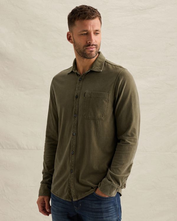 Shirt with garment-dye wash and chest pocket – Weeping Willow – Dress shirts | PME LEGEND