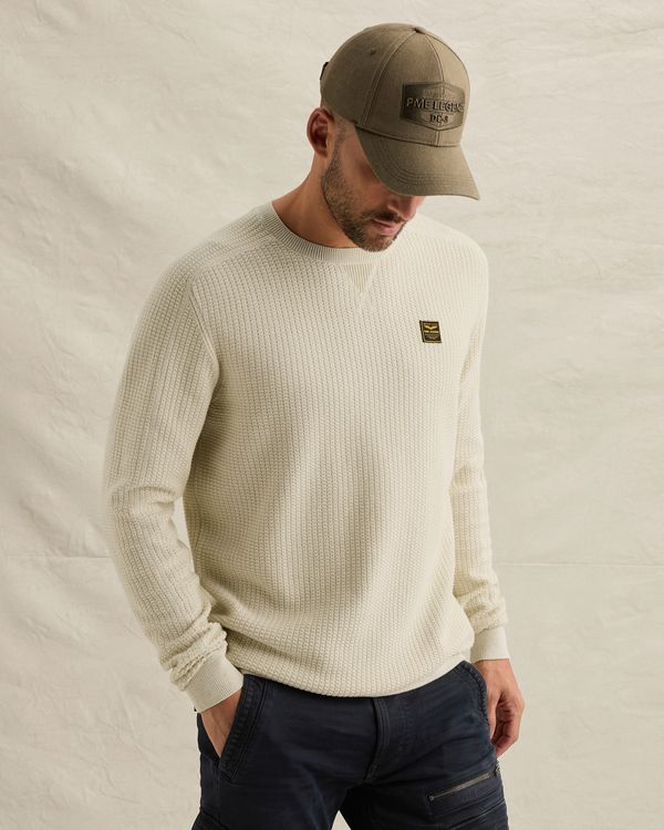 Pullover with allover textured stripe pattern – Castle Wall – Pullovers | PME LEGEND