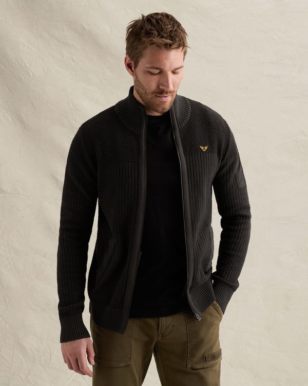 Cardigan with zipper closure and flight pocket – Brown – Cardigans | PME LEGEND
