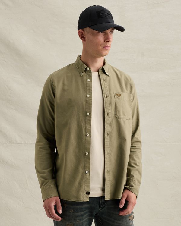 Oxford overhemd met garment-dye wassing en button-down kraag – Weeping Willow – Casual overhemden | PME LEGEND
