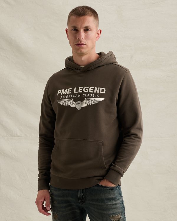 Hoodie in 100% cotton with logo – Brown – Hoodies | PME LEGEND