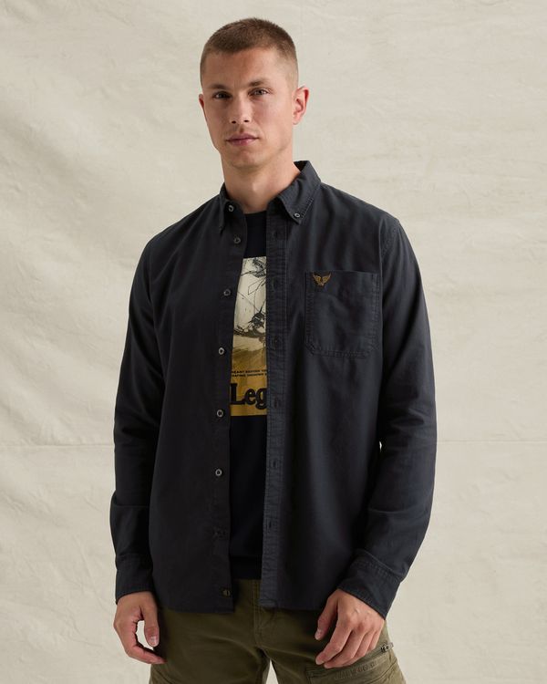 Oxford overhemd met garment-dye wassing en button-down kraag – Black Indigo – Casual overhemden | PME LEGEND