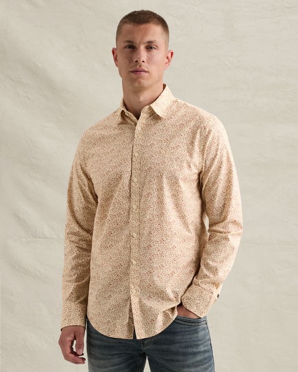 Poplin shirt with allover print and embroidery – Brown – Dress shirts | PME LEGEND