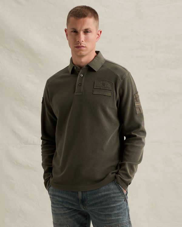 Polo shirt with long sleeves and flight pocket – Weeping Willow – Polo shirts | PME LEGEND