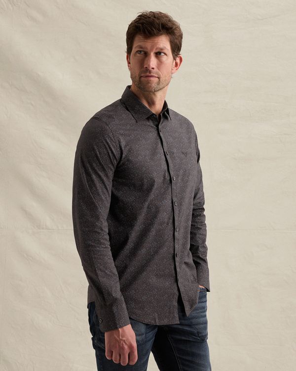 Poplin shirt with allover print and embroidery – Brown – Dress shirts | PME LEGEND