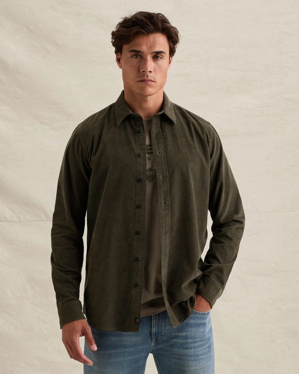 Corduroy shirt with chest embroidery – Weeping Willow – Casual shirts | PME LEGEND