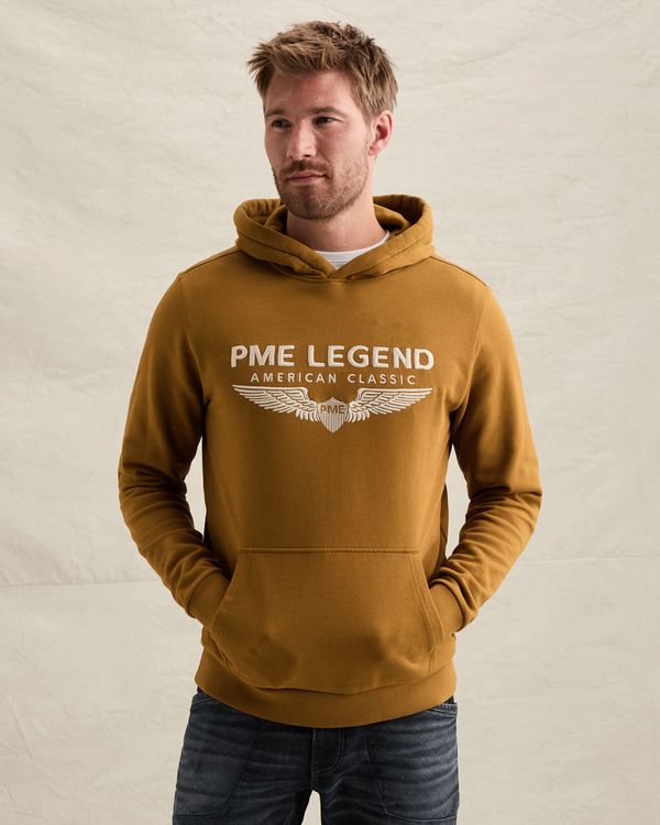 Hoodie in 100% cotton with logo – Brown – Hoodies | PME LEGEND