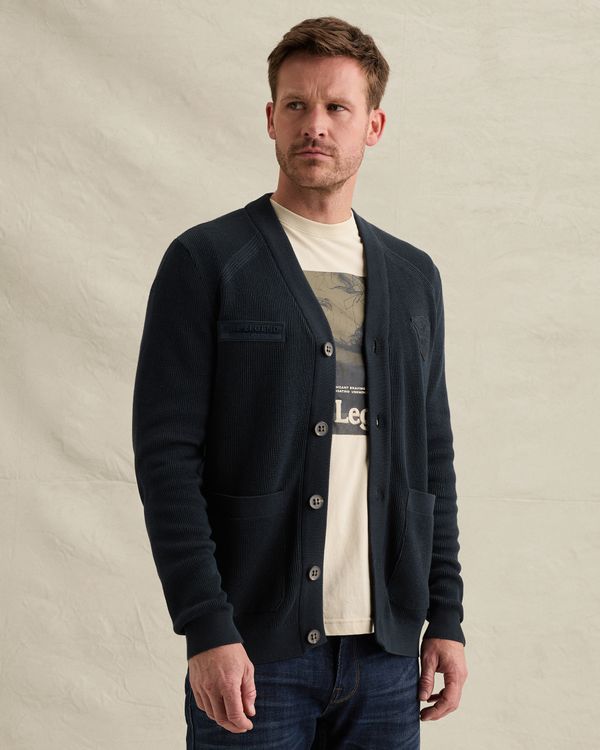 Cardigan with side pockets and button closure – Black Indigo – Cardigans | PME LEGEND