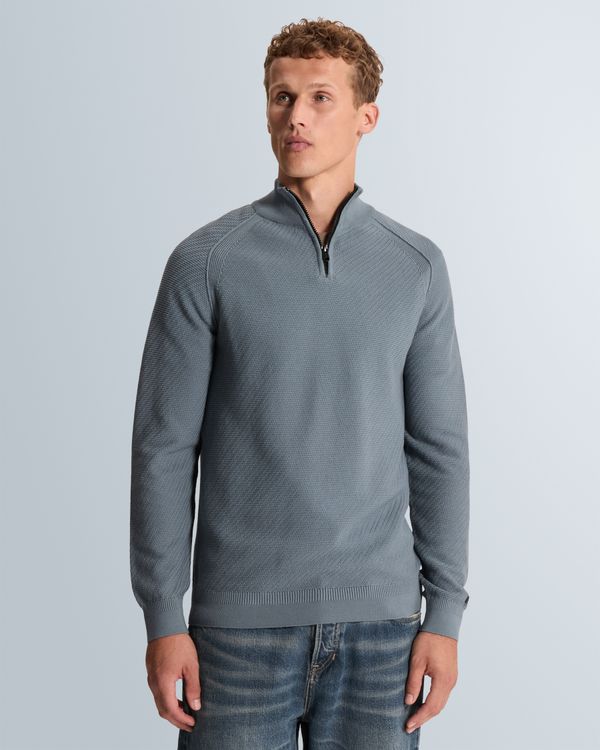 Pullover with raglan sleeves and half-zip – Black Indigo – Pullovers | CAST IRON