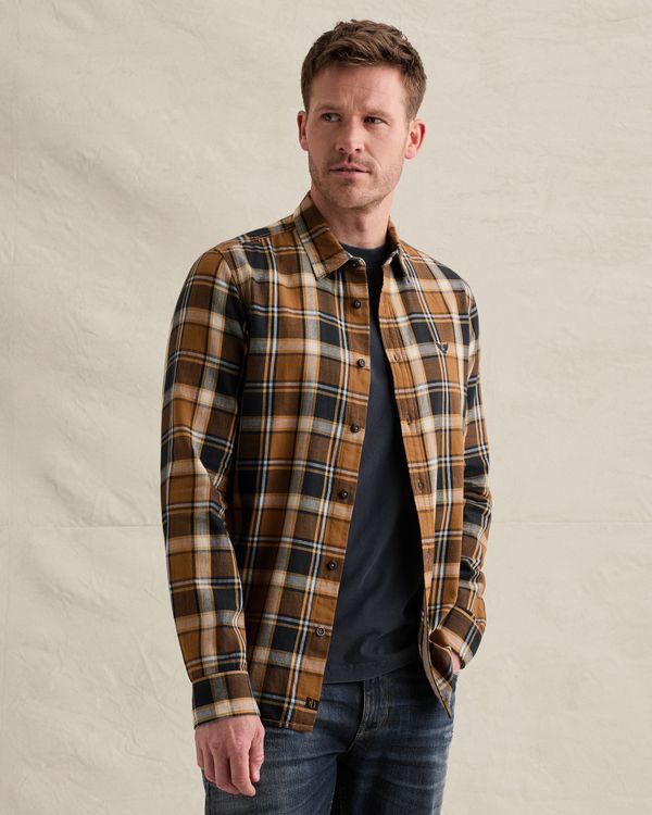 Overhemd met lumberjack ruitpatroon en geborduurd logo – Brown – Casual overhemden | PME LEGEND