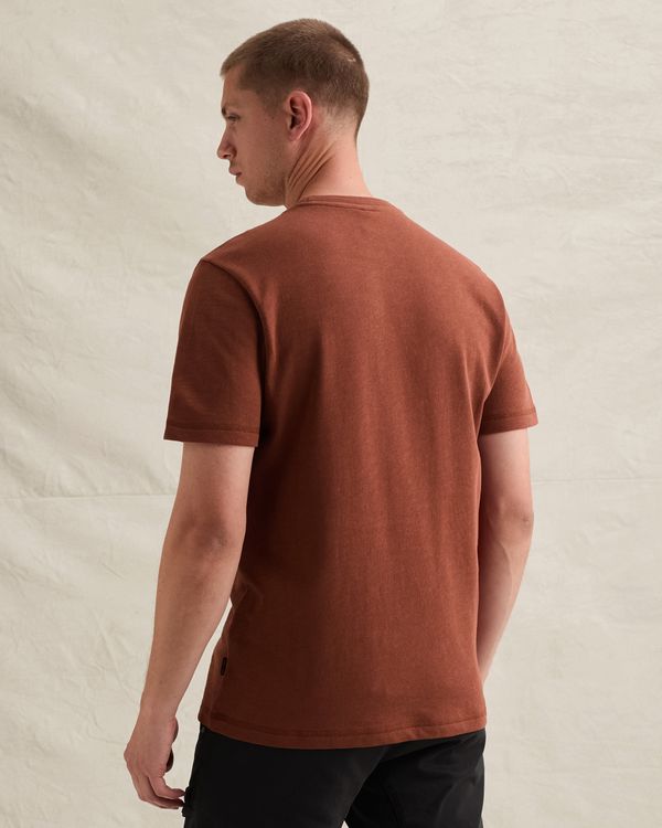 Lichtgewicht T-shirt van 100% katoen met badge – Brown – T-shirts | PME LEGEND