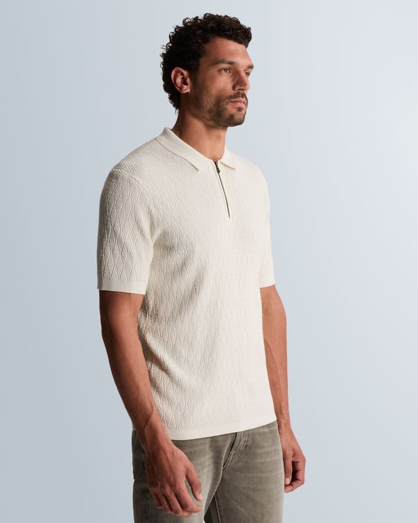 Polo shirt in cotton/modal with zipper – Castle Wall – Heren polo's | CAST IRON