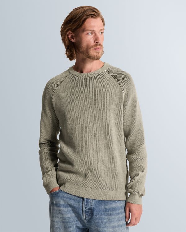 Pullover with two-tone rib texture and raglan sleeves – Weeping Willow – Heren truien | CAST IRON