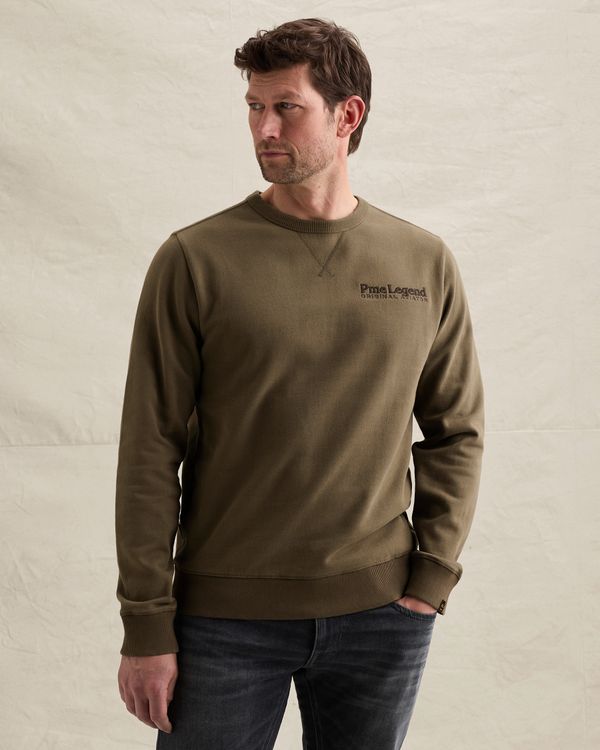 Sweatshirt in peached fleece with artwork – Brown – Sweatshirts | PME LEGEND