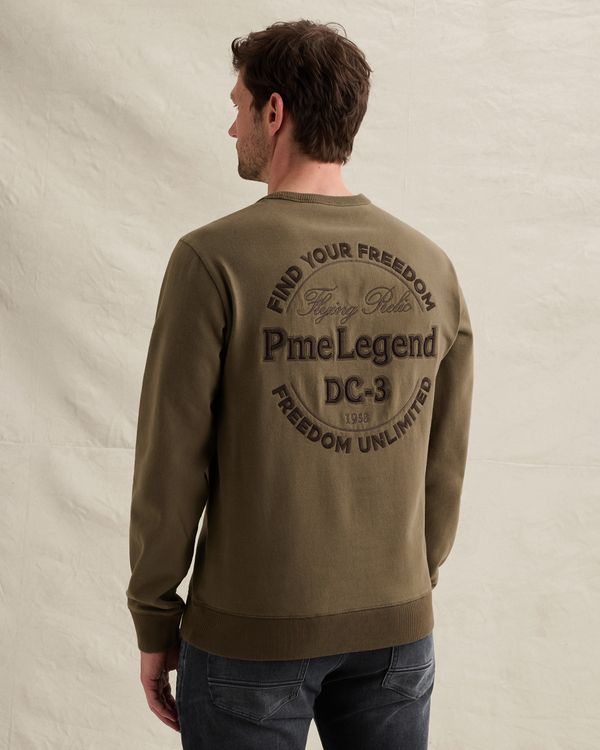 Sweatshirt in peached fleece with artwork – Brown – Sweatshirts | PME LEGEND