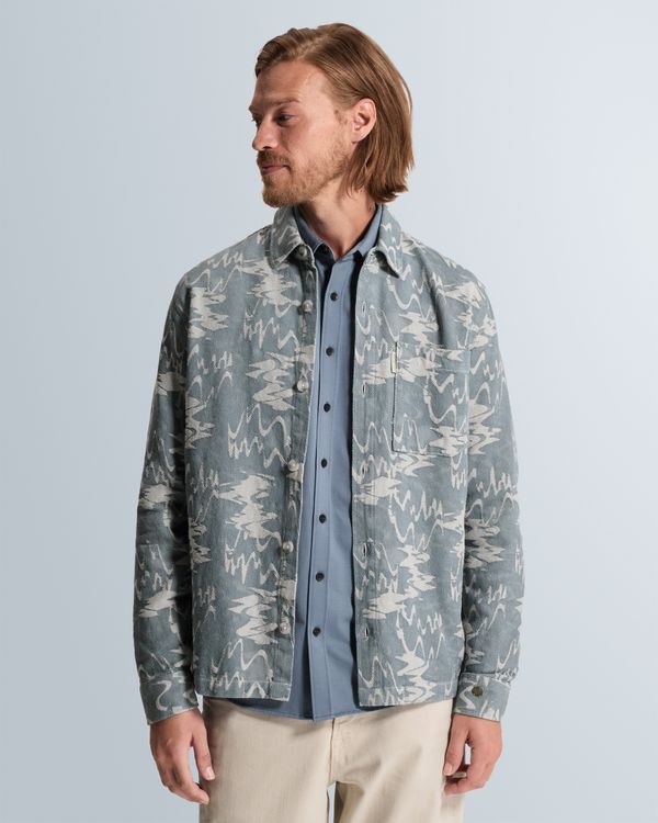 Overshirt with jacquard pattern and button closure – Castle Wall – Heren overshirts | CAST IRON