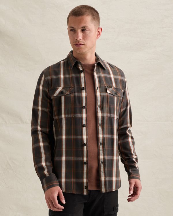 Shirt with lumberjack check pattern and herringbone texture – Brown – Casual shirts | PME LEGEND