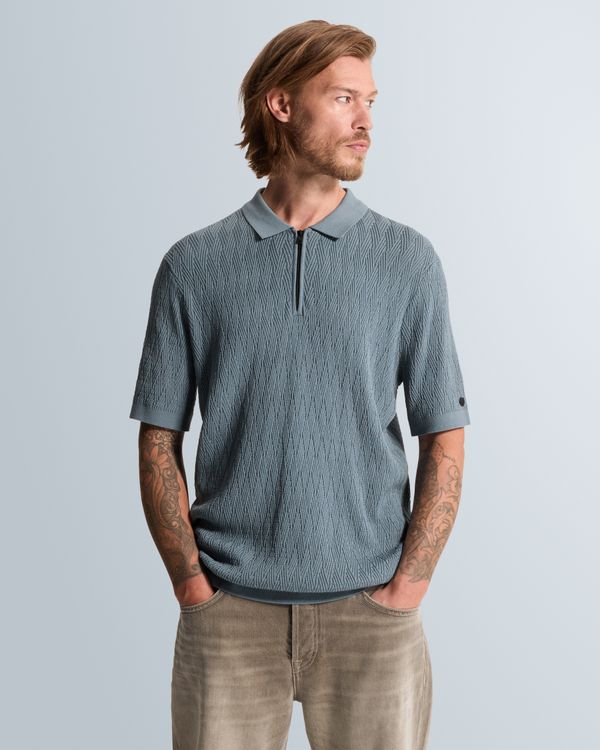 Polo shirt in cotton/modal with zipper – Black Indigo – Polo shirts | CAST IRON
