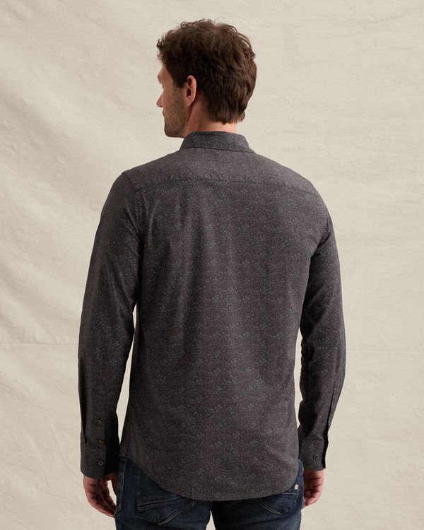Poplin shirt with allover print and embroidery – Brown – Dress shirts | PME LEGEND