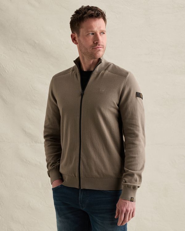 Cardigan in 100% cotton with zipper closure – Brown – Cardigans | PME LEGEND