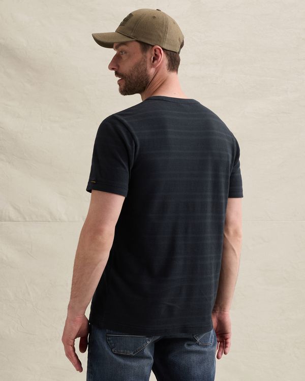 T-shirt à rayures avec structure gaufrée – Black Indigo – T-shirts | PME LEGEND