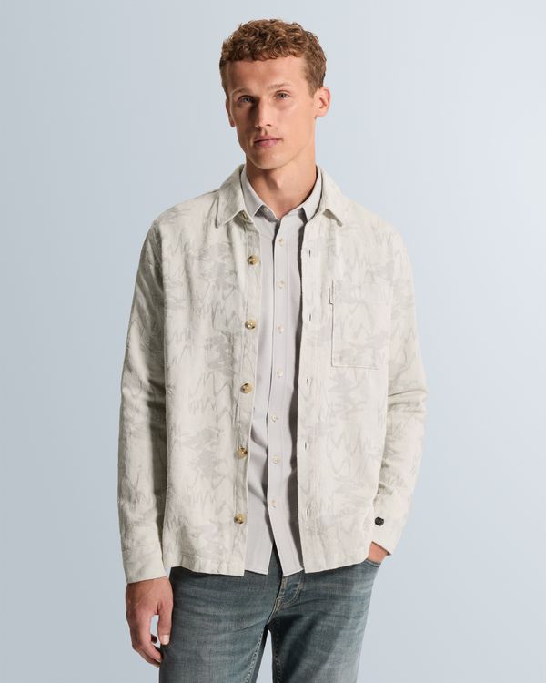Overshirt with jacquard pattern and button closure – Grey Comfort Denim – Heren overshirts | CAST IRON