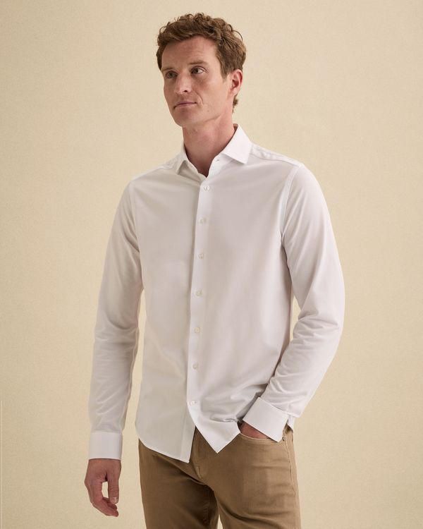 Elevated Knit shirt with widespread collar – Snow White – Dress shirts | VANGUARD