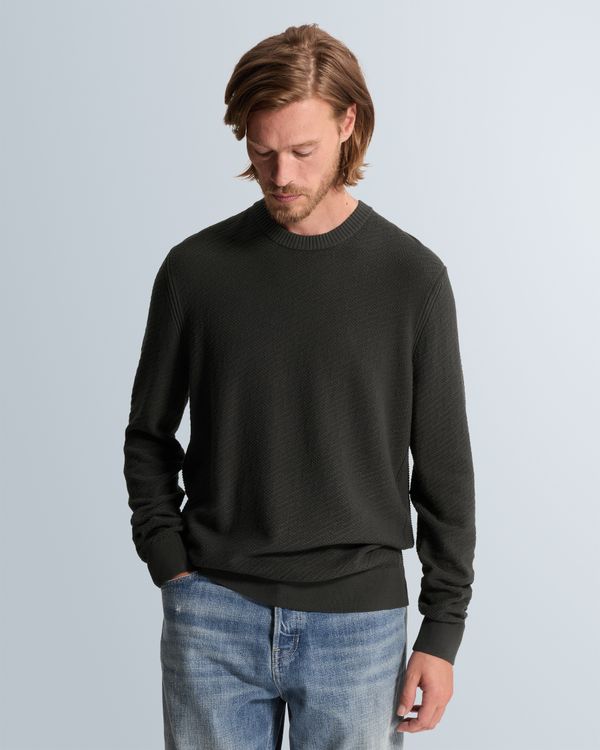 Pullover with allover texture and ribbed trims – Grey Comfort Denim – Heren truien | CAST IRON