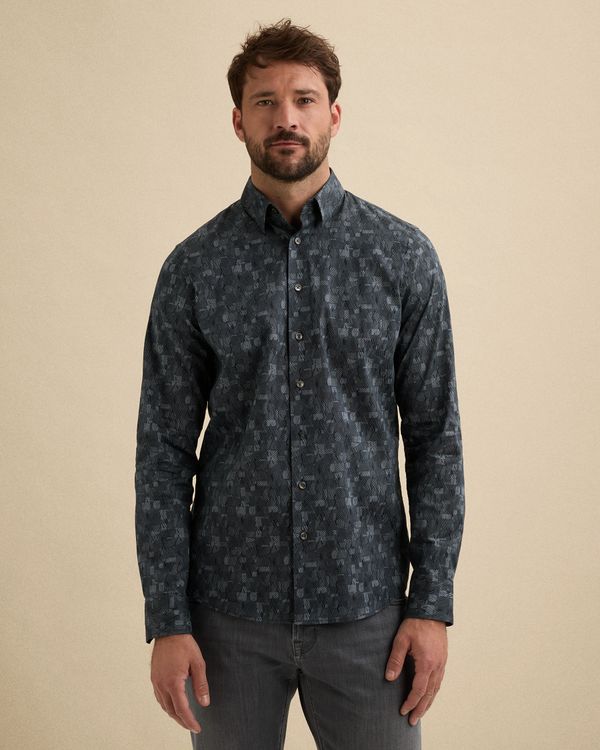 Shirt with allover print and Kent collar – Black Indigo – Casual shirts | VANGUARD