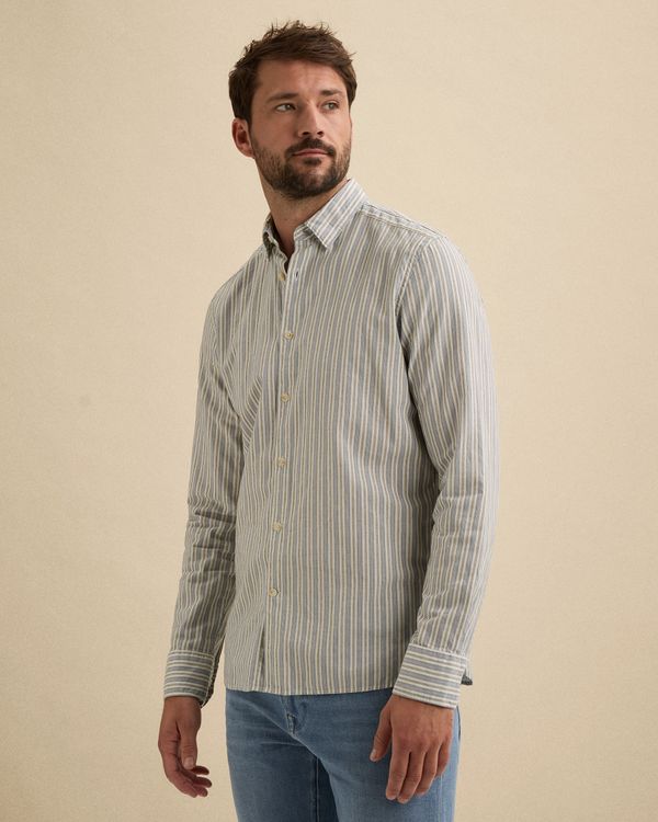 Overhemd met streeppatroon en Kentkraag – Black Indigo – Heren smart casual overhemden | VANGUARD