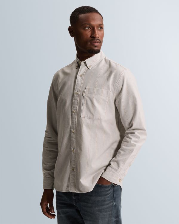 Oxford shirt with stripe pattern – Grey Comfort Denim – Heren casual overhemden | CAST IRON