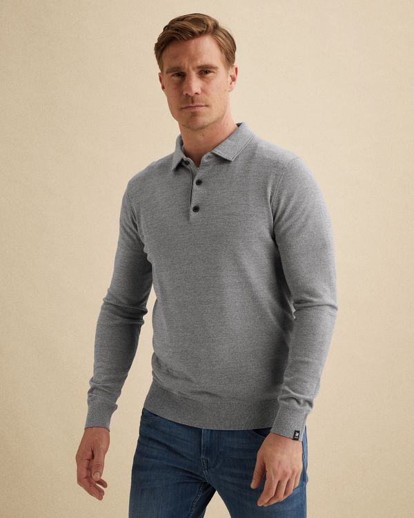Pullover in cotton/modal with polo collar – Black Indigo – Pullovers | VANGUARD