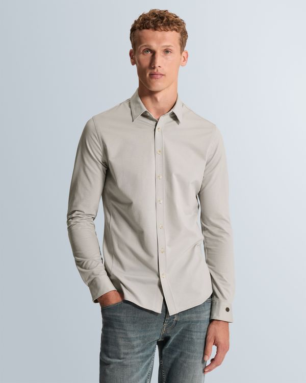 Shirt in twill jersey with Kent collar – Grey Comfort Denim – Heren smart casual overhemden | CAST IRON